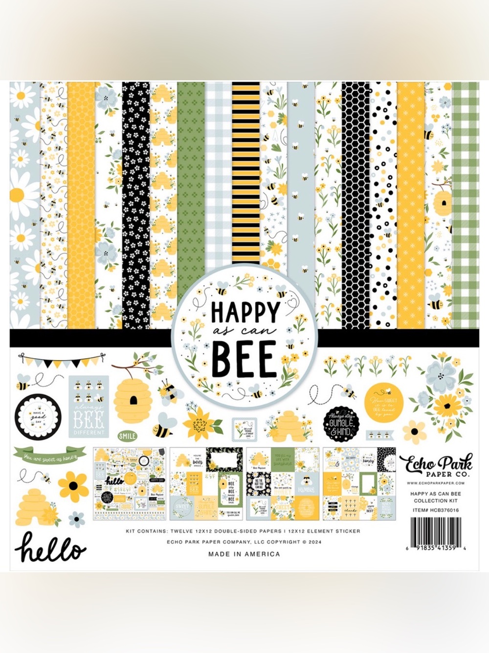Echo Park Happy As Can Bee 12x12 Paper Collection Kit 🐝✨